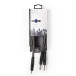 Nedis Stereo Audio Cable | 2x 6.35 mm Male | 3.5 mm Male | Nickel Plated | 3.00 m | Round | Dark Grey | Carton Sleeve