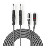 Nedis Stereo Audio Cable | 2x 6.35 mm Male | 2x RCA Male | Nickel Plated | 1.50 m | Round | Dark Grey | Carton Sleeve Nedis Stereo Audio Cable | 2x 6.35 mm Male | 2x RCA Male | Nickel Plated | 1.50 m | Round | Dark Grey | Carton Sleeve