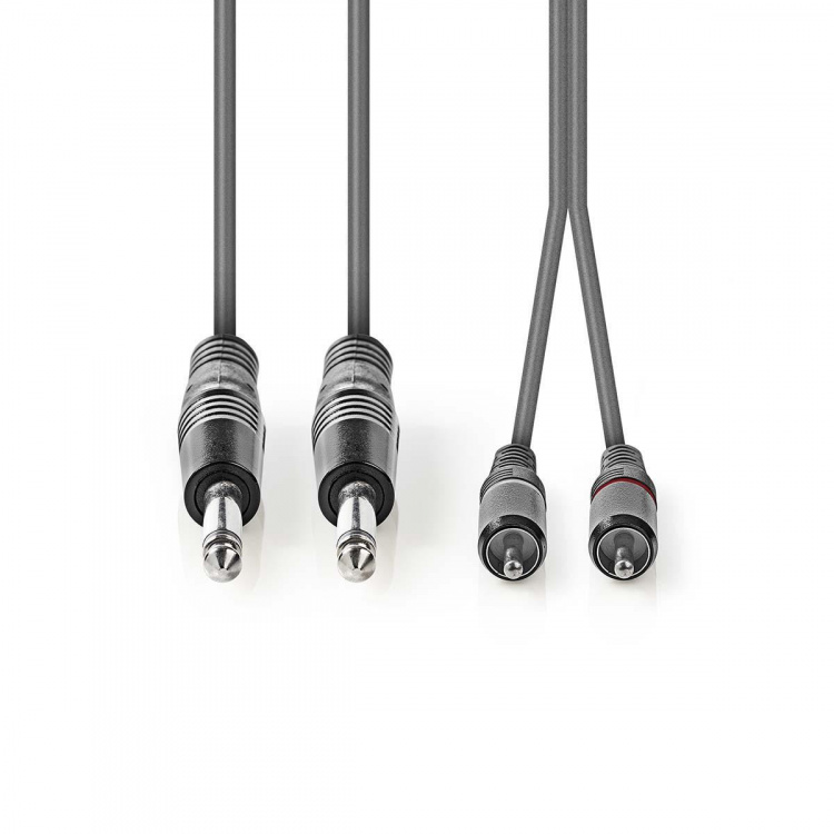 Nedis Stereo Audio Cable | 2x 6.35 mm Male | 2x RCA Male | Nickel Plated | 1.50 m | Round | Dark Grey | Carton Sleeve Nedis Stereo Audio Cable | 2x 6.35 mm Male | 2x RCA Male | Nickel Plated | 1.50 m | Round | Dark Grey | Carton Sleeve