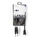 Nedis Stereo Audio Cable | 2x 6.35 mm Male | 2x RCA Male | Nickel Plated | 5.00 m | Round | Dark Grey | Carton Sleeve