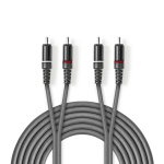 Nedis Stereo Audio Cable | 2x RCA Male | 2x RCA Male | Nickel Plated | 1.50 m | Round | Dark Grey | Carton Sleeve Nedis Stereo Audio Cable | 2x RCA Male | 2x RCA Male | Nickel Plated | 1.50 m | Round | Dark Grey | Carton Sleeve