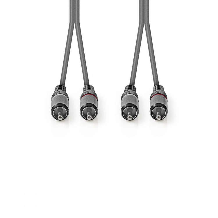 Nedis Stereo Audio Cable | 2x RCA Male | 2x RCA Male | Nickel Plated | 1.50 m | Round | Dark Grey | Carton Sleeve Nedis Stereo Audio Cable | 2x RCA Male | 2x RCA Male | Nickel Plated | 1.50 m | Round | Dark Grey | Carton Sleeve
