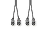 Nedis Stereo Audio Cable | 2x RCA Male | 2x RCA Male | Nickel Plated | 3.00 m | Round | Dark Grey | Carton Sleeve