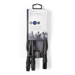 Nedis Balanced Audio Cable | XLR 3-Pin Male | 2x XLR 3-Pin Female | Nickel Plated | 1.50 m | Round | PVC | Dark Grey | Carton Sleeve