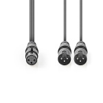 Nedis Balanced Audio Cable | 2x XLR 3-Pin Male | XLR 3-Pin Female | Nickel Plated | 1.50 m | Round | PVC | Dark Grey | Carton Sleeve Nedis Balanced Audio Cable | 2x XLR 3-Pin Male | XLR 3-Pin Female | Nickel Plated | 1.50 m | Round | PVC | Dark Grey | Carton Sleeve
