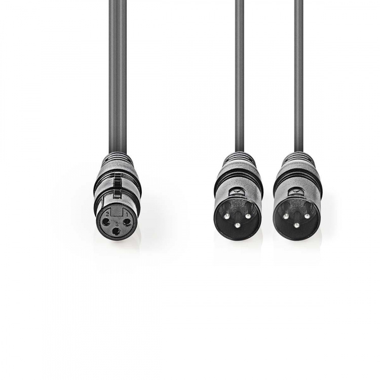 Nedis Balanced Audio Cable | 2x XLR 3-Pin Male | XLR 3-Pin Female | Nickel Plated | 1.50 m | Round | PVC | Dark Grey | Carton Sleeve Nedis Balanced Audio Cable | 2x XLR 3-Pin Male | XLR 3-Pin Female | Nickel Plated | 1.50 m | Round | PVC | Dark Grey | Carton Sleeve