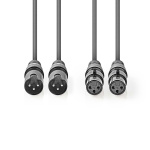 Nedis Balanced Audio Cable | 2x XLR 3-Pin Male | 2x XLR 3-Pin Female | Nickel Plated | 0.50 m | Round | PVC | Dark Grey | Carton Sleeve