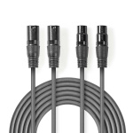 Nedis Balanced Audio Cable | 2x XLR 3-Pin Male | 2x XLR 3-Pin Female | Nickel Plated | 3.00 m | Round | PVC | Dark Grey | Carton Sleeve Nedis Balanced Audio Cable | 2x XLR 3-Pin Male | 2x XLR 3-Pin Female | Nickel Plated | 3.00 m | Round | PVC | Dark Grey | Carton Sleeve