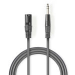 Nedis Balanced Audio Cable | XLR 3-Pin Male | 6.35 mm Male | Nickel Plated | 1.50 m | Round | PVC | Dark Grey | Carton Sleeve Nedis Balanced Audio Cable | XLR 3-Pin Male | 6.35 mm Male | Nickel Plated | 1.50 m | Round | PVC | Dark Grey | Carton Sleeve