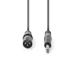 Nedis Balanced Audio Cable | XLR 3-Pin Male | 6.35 mm Male | Nickel Plated | 3.00 m | Round | PVC | Dark Grey | Carton Sleeve