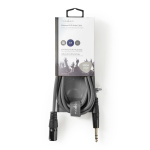 Nedis Balanced Audio Cable | XLR 3-Pin Male | 6.35 mm Male | Nickel Plated | 3.00 m | Round | PVC | Dark Grey | Carton Sleeve