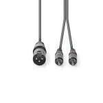 Nedis Balanced Audio Cable | XLR 3-Pin Male | 2x RCA Male | Nickel Plated | 1.50 m | Round | PVC | Dark Grey | Carton Sleeve