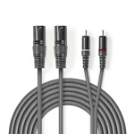 Nedis Balanced Audio Cable | 2x XLR 3-Pin Male | 2x RCA Male | Nickel Plated | 1.50 m | Round | PVC | Dark Grey | Carton Sleeve Nedis Balanced Audio Cable | 2x XLR 3-Pin Male | 2x RCA Male | Nickel Plated | 1.50 m | Round | PVC | Dark Grey | Carton Sleeve
