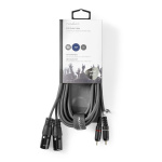Nedis Balanced Audio Cable | 2x XLR 3-Pin Male | 2x RCA Male | Nickel Plated | 3.00 m | Round | PVC | Dark Grey | Carton Sleeve