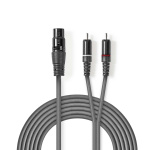 Nedis Balanced Audio Cable | XLR 3-Pin Female | 2x RCA Male | Nickel Plated | 1.50 m | Round | PVC | Dark Grey | Carton Sleeve Nedis Balanced Audio Cable | XLR 3-Pin Female | 2x RCA Male | Nickel Plated | 1.50 m | Round | PVC | Dark Grey | Carton Sleeve
