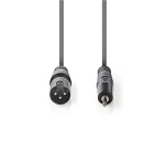 Nedis Balanced Audio Cable | XLR 3-Pin Male | 3.5 mm Male | Nickel Plated | 1.50 m | Round | PVC | Dark Grey | Carton Sleeve Nedis Balanced Audio Cable | XLR 3-Pin Male | 3.5 mm Male | Nickel Plated | 1.50 m | Round | PVC | Dark Grey | Carton Sleeve