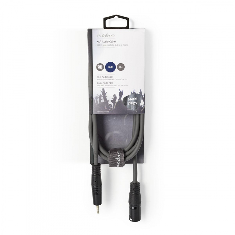 Nedis Balanced Audio Cable | XLR 3-Pin Male | 3.5 mm Male | Nickel Plated | 1.50 m | Round | PVC | Dark Grey | Carton Sleeve Nedis Balanced Audio Cable | XLR 3-Pin Male | 3.5 mm Male | Nickel Plated | 1.50 m | Round | PVC | Dark Grey | Carton Sleeve