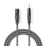 Nedis Balanced Audio Cable | XLR 3-Pin Male | 3.5 mm Male | Nickel Plated | 3.00 m | Round | PVC | Dark Grey | Carton Sleeve