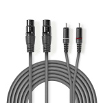 Nedis Balanced Audio Cable | 2x XLR 3-Pin Female | 2x RCA Male | Nickel Plated | 1.50 m | Round | PVC | Dark Grey | Carton Sleeve Nedis Balanced Audio Cable | 2x XLR 3-Pin Female | 2x RCA Male | Nickel Plated | 1.50 m | Round | PVC | Dark Grey | Carton Sleeve