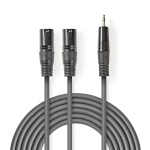 Nedis Balanced Audio Cable | 2x XLR 3-Pin Male | 3.5 mm Male | Nickel Plated | 3.00 m | Round | PVC | Dark Grey | Carton Sleeve Nedis Balanced Audio Cable | 2x XLR 3-Pin Male | 3.5 mm Male | Nickel Plated | 3.00 m | Round | PVC | Dark Grey | Carton Sleeve
