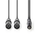 Nedis Balanced Audio Cable | 2x XLR 3-Pin Male | 3.5 mm Male | Nickel Plated | 3.00 m | Round | PVC | Dark Grey | Carton Sleeve Nedis Balanced Audio Cable | 2x XLR 3-Pin Male | 3.5 mm Male | Nickel Plated | 3.00 m | Round | PVC | Dark Grey | Carton Sleeve