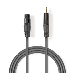 Nedis Balanced Audio Cable | XLR 3-Pin Female | 3.5 mm Male | Nickel Plated | 1.00 m | Round | PVC | Dark Grey | Carton Sleeve