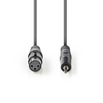 Nedis Balanced Audio Cable | XLR 3-Pin Female | 3.5 mm Male | Nickel Plated | 1.00 m | Round | PVC | Dark Grey | Carton Sleeve