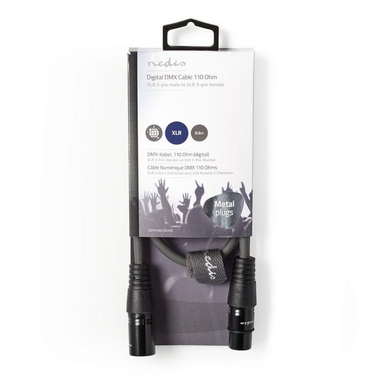 Nedis DMX Adapter Cable | XLR 3-Pin Male | XLR 3-Pin Female | Nickel Plated | 0.50 m | Round | PVC | Dark Grey | Carton Sleeve Nedis DMX Adapter Cable | XLR 3-Pin Male | XLR 3-Pin Female | Nickel Plated | 0.50 m | Round | PVC | Dark Grey | Carton Sleeve
