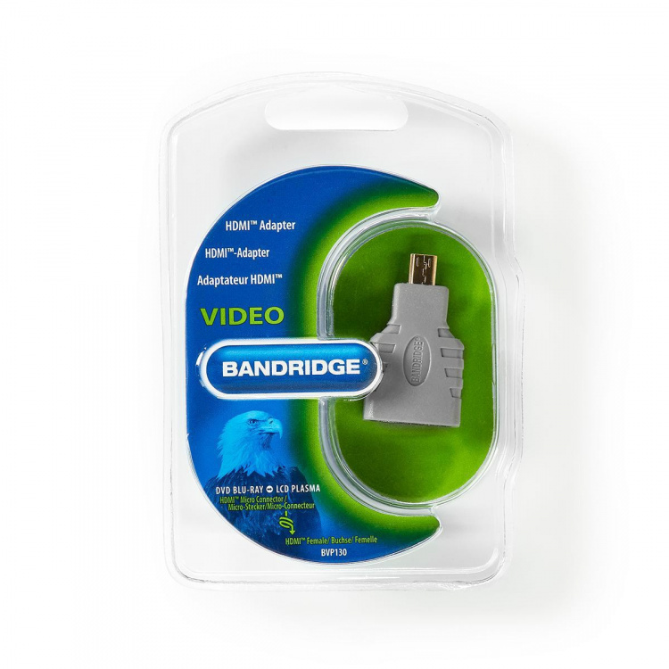 Bandridge HDMI Adapter | HDMI Micro Connector - HDMI Female | Grey