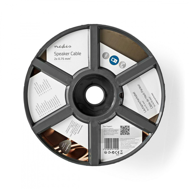 Nedis Speaker Cable | 2 x 0.75 mm² | Copper | 100.0 m | Round | PVC | Transparent | Reel