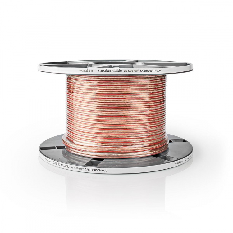 Nedis Speaker Cable | 2 x 1.50 mm² | Copper | 100.0 m | Round | PVC | Transparent | Reel