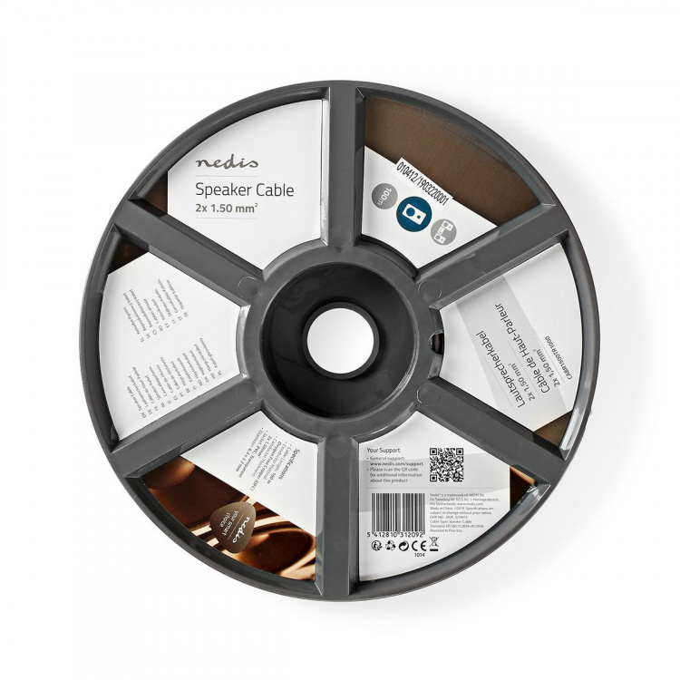 Nedis Speaker Cable | 2 x 1.50 mm² | Copper | 100.0 m | Round | PVC | Transparent | Reel Nedis Speaker Cable | 2 x 1.50 mm² | Copper | 100.0 m | Round | PVC | Transparent | Reel