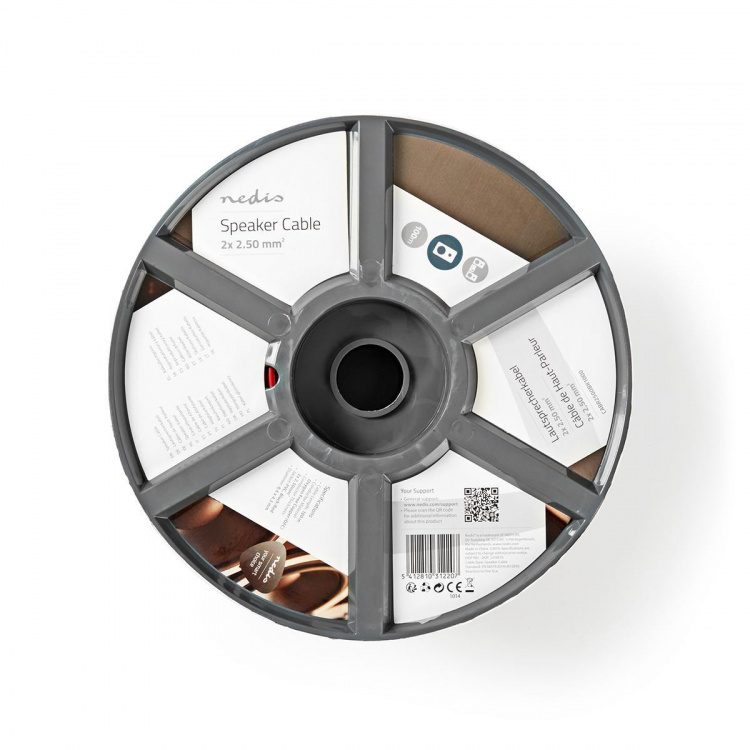 Nedis Speaker Cable | 2 x 2.50 mm² | Copper | 100.0 m | Round | PVC | Black / Red | Reel Nedis Speaker Cable | 2 x 2.50 mm² | Copper | 100.0 m | Round | PVC | Black / Red | Reel