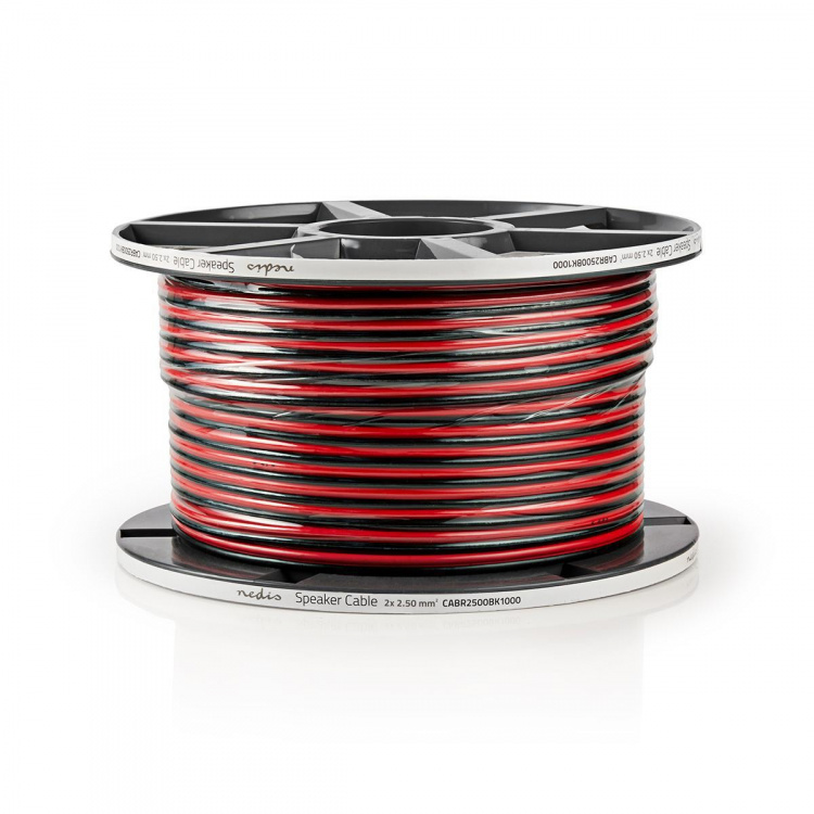 Nedis Speaker Cable | 2 x 2.50 mm² | Copper | 100.0 m | Round | PVC | Black / Red | Reel Nedis Speaker Cable | 2 x 2.50 mm² | Copper | 100.0 m | Round | PVC | Black / Red | Reel