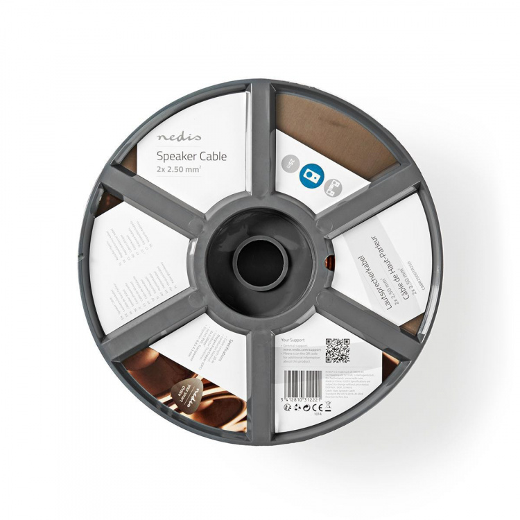 Nedis Speaker Cable | 2 x 2.50 mm² | Copper | 25.0 m | Round | PVC | Transparent | Reel Nedis Speaker Cable | 2 x 2.50 mm² | Copper | 25.0 m | Round | PVC | Transparent | Reel