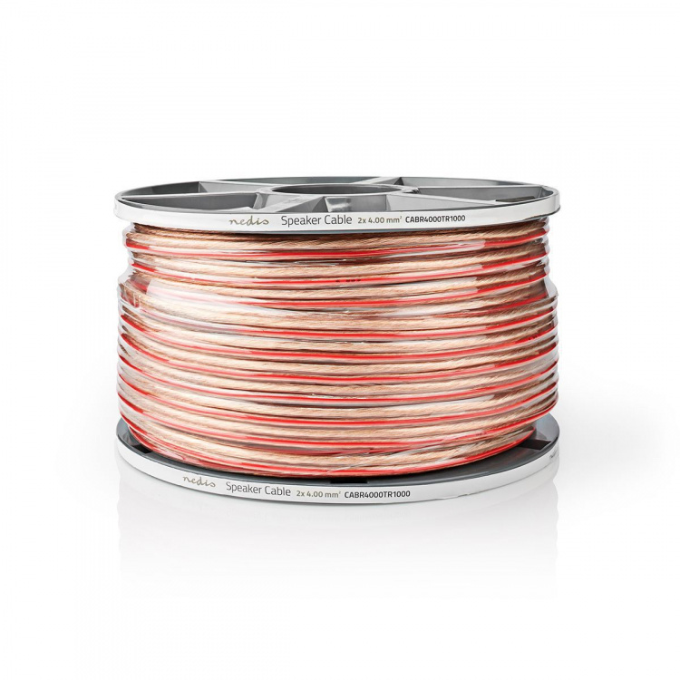 Nedis Speaker Cable | 2 x 4.00 mm² | Copper | 100.0 m | Round | PVC | Transparent | Reel Nedis Speaker Cable | 2 x 4.00 mm² | Copper | 100.0 m | Round | PVC | Transparent | Reel