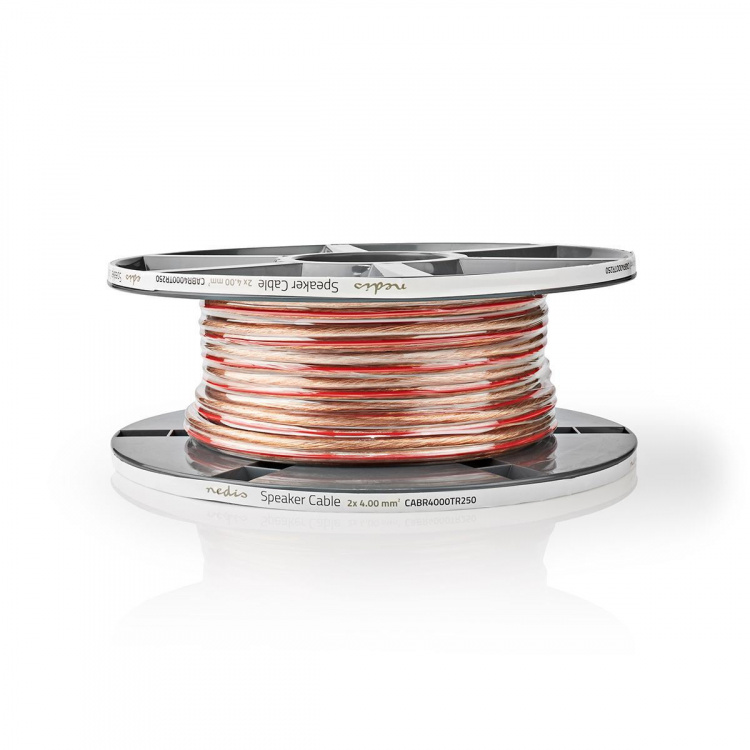 Nedis Speaker Cable | 2 x 4.00 mm² | Copper | 25.0 m | Round | PVC | Transparent | Reel Nedis Speaker Cable | 2 x 4.00 mm² | Copper | 25.0 m | Round | PVC | Transparent | Reel