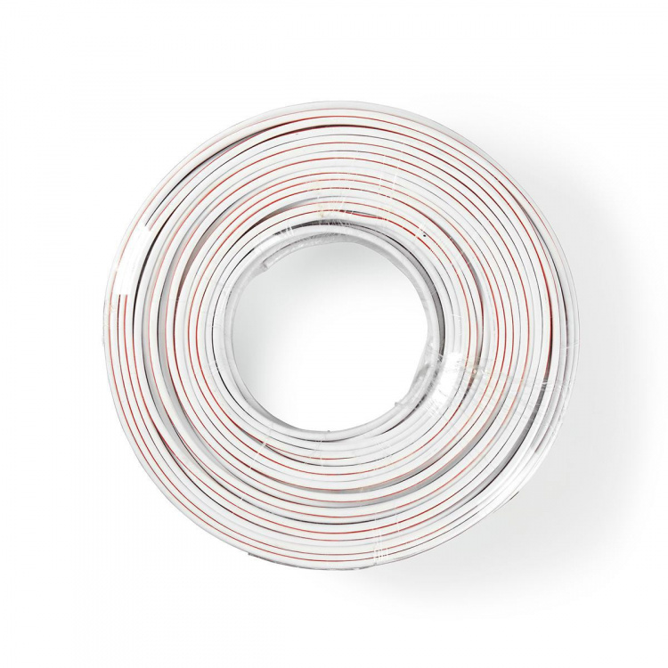 Nedis Speaker Cable | 2 x 2.50 mm² | CCA | 100.0 m | Round | PVC | White | Wrap