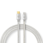 Nedis Lightning Cable | USB 2.0 | Apple Lightning 8-Pin | USB-C™ Male | 480 Mbps | Gold Plated | 1.00 m | Round | Braided / Nylon | Aluminium / Silver | Cover Window Box Nedis Lightning Cable | USB 2.0 | Apple Lightning 8-Pin | USB-C™ Male | 480 Mbps | Gold Plated | 1.00 m | Round | Braided / Nylon | Aluminium / Silver | Cover Window Box