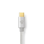 Nedis Lightning Cable | USB 2.0 | Apple Lightning 8-Pin | USB-C™ Male | 480 Mbps | Gold Plated | 1.00 m | Round | Braided / Nylon | Aluminium / Silver | Cover Window Box Nedis Lightning Cable | USB 2.0 | Apple Lightning 8-Pin | USB-C™ Male | 480 Mbps | Gold Plated | 1.00 m | Round | Braided / Nylon | Aluminium / Silver | Cover Window Box