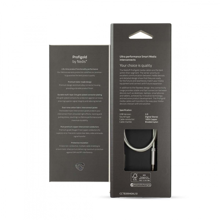 Nedis Lightning Adapter | Apple Lightning 8-Pin | 3.5 mm Male | Gold Plated | 1.00 m | Round | Nylon | Cover Window Box