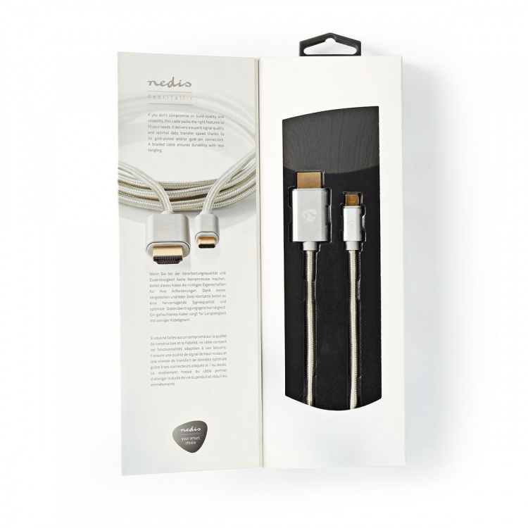 Nedis USB Adapter | USB 3.2 Gen 1 | USB-C™ Male | HDMI™ Connector | 18 Gbps | 2.00 m | Round | Gold Plated | Braided / Nylon | Aluminium | Cover Window Box Nedis USB Adapter | USB 3.2 Gen 1 | USB-C™ Male | HDMI™ Connector | 18 Gbps | 2.00 m | Round | Gold Plated | Braided / Nylon | Aluminium | Cover Window Box