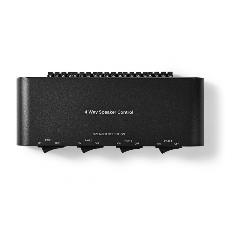 Nedis Speaker Control Switchbox | 4 port(s) | Terminal Screws | Speaker impedance: 4-16 Ohm | Maximum load per channel: 200 W | Aluminium | Black