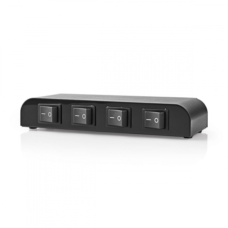 Nedis Speaker Control Switchbox | 4 port(s) | Terminal Screws | Speaker impedance: 4-16 Ohm | Maximum load per channel: 200 W | Aluminium | Black