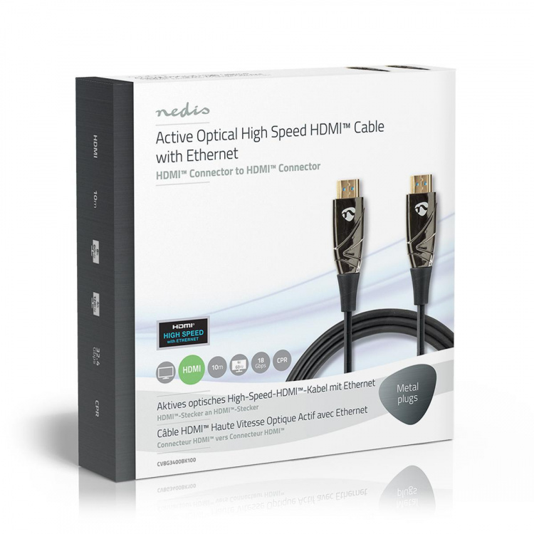 Nedis Active Optical High Speed HDMI™ Cable with Ethernet | HDMI™ Connector | HDMI™ Connector | 4K@60Hz | 18 Gbps | 10.0 m | Round | PVC | Black | Gift Box Nedis Active Optical High Speed HDMI™ Cable with Ethernet | HDMI™ Connector | HDMI™ Connector | 4K@60Hz | 18 Gbps | 10.0 m | Round | PVC | Black | Gift Box