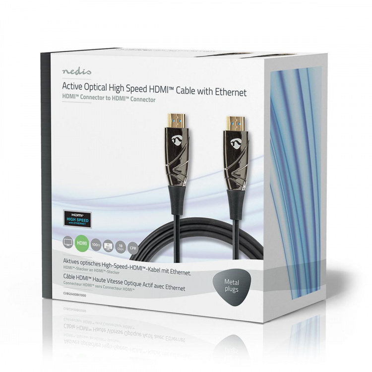 Nedis Active Optical High Speed HDMI™ Cable with Ethernet | HDMI™ Connector | HDMI™ Connector | 4K@60Hz | 18 Gbps | 100.0 m | Round | PVC | Black | Gift Box Nedis Active Optical High Speed HDMI™ Cable with Ethernet | HDMI™ Connector | HDMI™ Connector | 4K@60Hz | 18 Gbps | 100.0 m | Round | PVC | Black | Gift Box