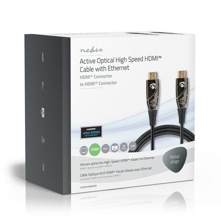 Nedis Active Optical High Speed HDMI™ Cable with Ethernet | HDMI™ Connector | HDMI™ Connector | 4K@60Hz | 18 Gbps | 30.0 m | Round | PVC | Black | Gift Box Nedis Active Optical High Speed HDMI™ Cable with Ethernet | HDMI™ Connector | HDMI™ Connector | 4K@60Hz | 18 Gbps | 30.0 m | Round | PVC | Black | Gift Box