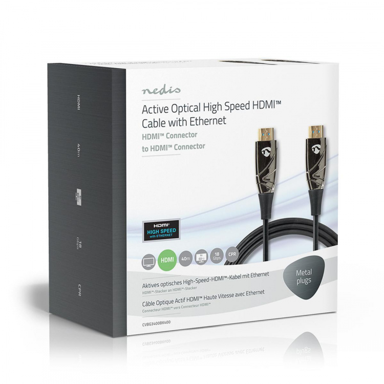 Nedis Active Optical High Speed HDMI™ Cable with Ethernet | HDMI™ Connector | HDMI™ Connector | 4K@60Hz | 18 Gbps | 40.0 m | Round | PVC | Black | Gift Box Nedis Active Optical High Speed HDMI™ Cable with Ethernet | HDMI™ Connector | HDMI™ Connector | 4K@60Hz | 18 Gbps | 40.0 m | Round | PVC | Black | Gift Box