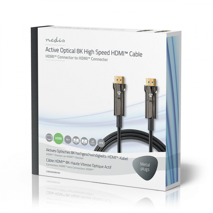 Nedis Active Optical Ultra High Speed HDMI™ Cable with Ethernet | HDMI™ Connector | HDMI™ Connector | 8K@60Hz | 48 Gbps | 10.0 m | Round | PVC | Black | Gift Box Nedis Active Optical Ultra High Speed HDMI™ Cable with Ethernet | HDMI™ Connector | HDMI™ Connector | 8K@60Hz | 48 Gbps | 10.0 m | Round | PVC | Black | Gift Box