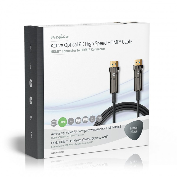 Nedis Active Optical Ultra High Speed HDMI™ Cable with Ethernet | HDMI™ Connector | HDMI™ Connector | 8K@60Hz | 48 Gbps | 10.0 m | Round | PVC | Black | Gift Box Nedis Active Optical Ultra High Speed HDMI™ Cable with Ethernet | HDMI™ Connector | HDMI™ Connector | 8K@60Hz | 48 Gbps | 10.0 m | Round | PVC | Black | Gift Box